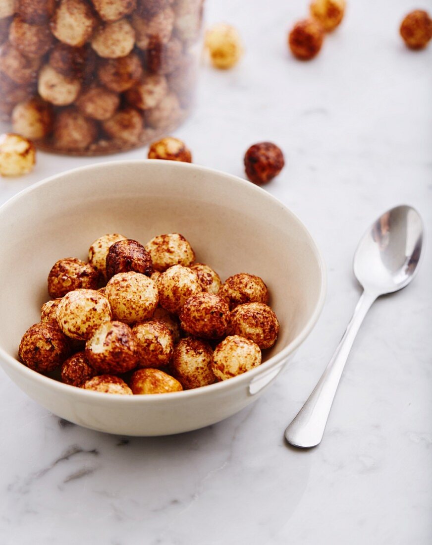 Corn pops in a small bowl