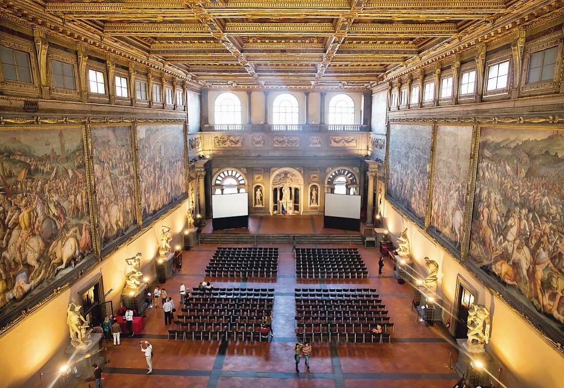 The Hall of the Five Hundred at the Palazzo Vecchio in Florence, Italy