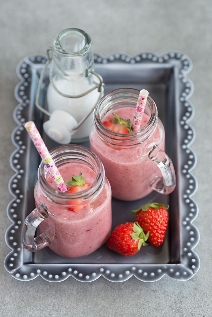 Strawberry and coconut smoothies