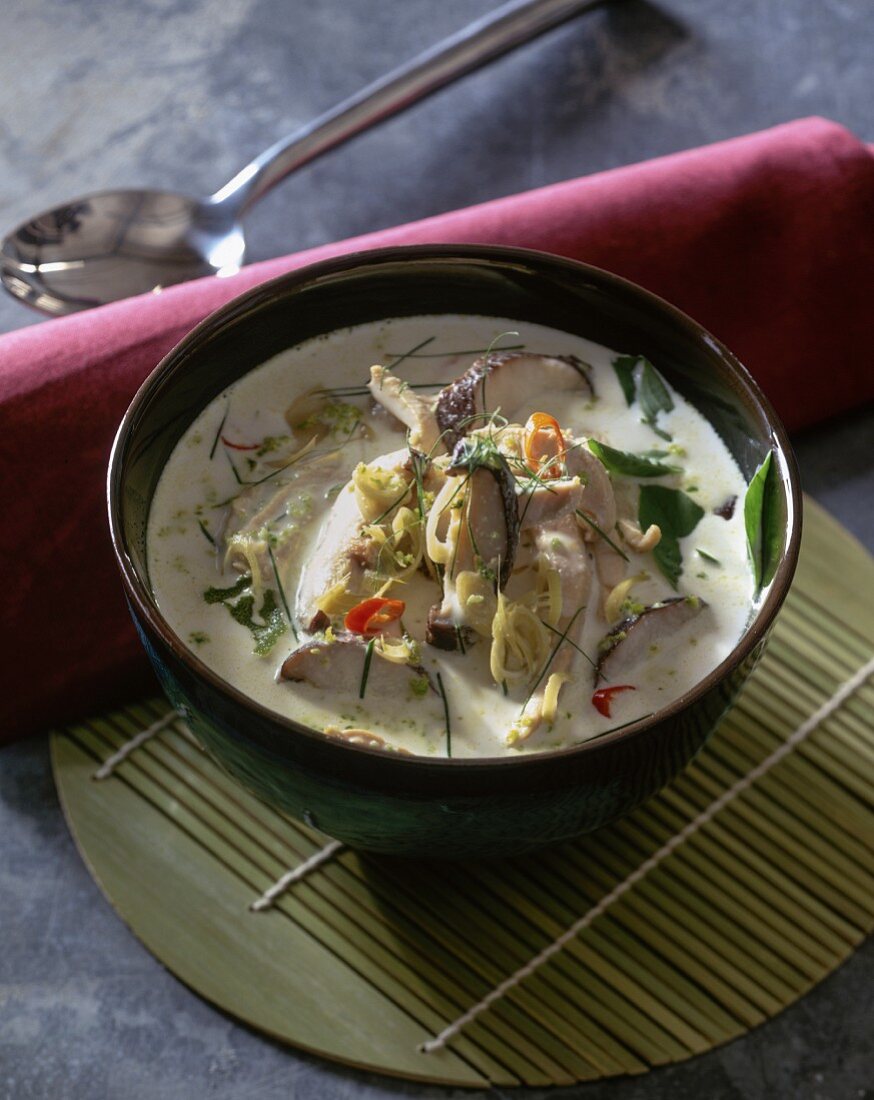 Coconut milk soup with chicken and mushrooms (Asia)