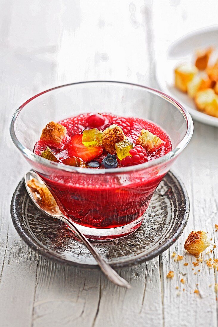 Berry gazpacho with lime jelly