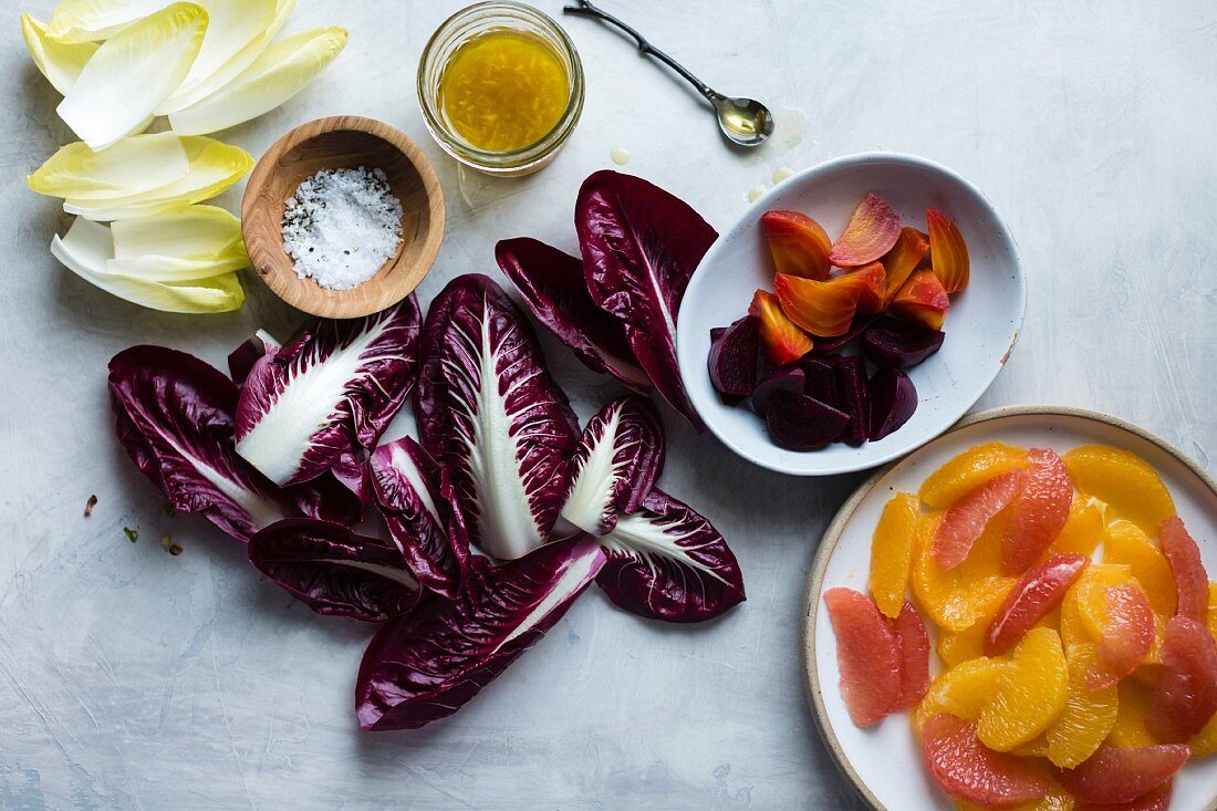 Beet, Citrus, & Chicory Salad with Ricotta Salata and Pistachios