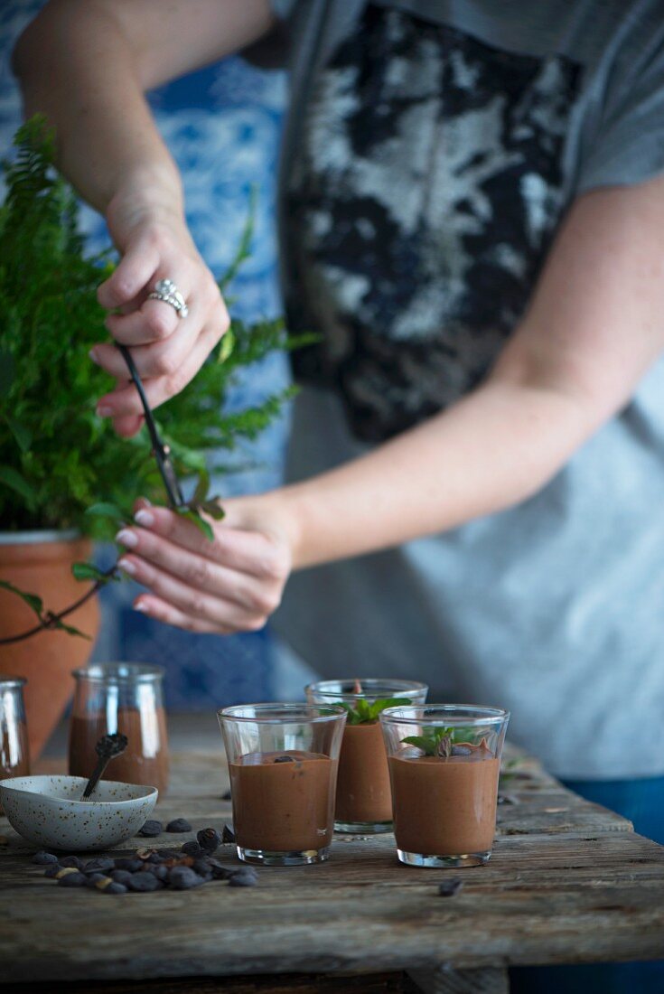 Chocolate mousse pots