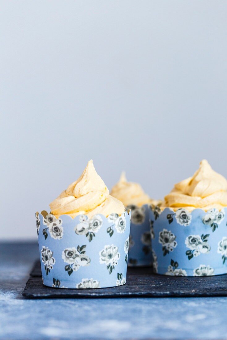 Three Chocolate Cupcakes with Salted Caramel Buttercream