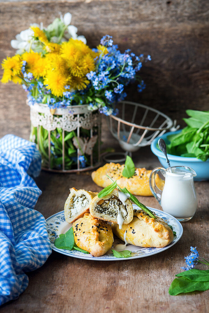 Sorrel and feta hand pies