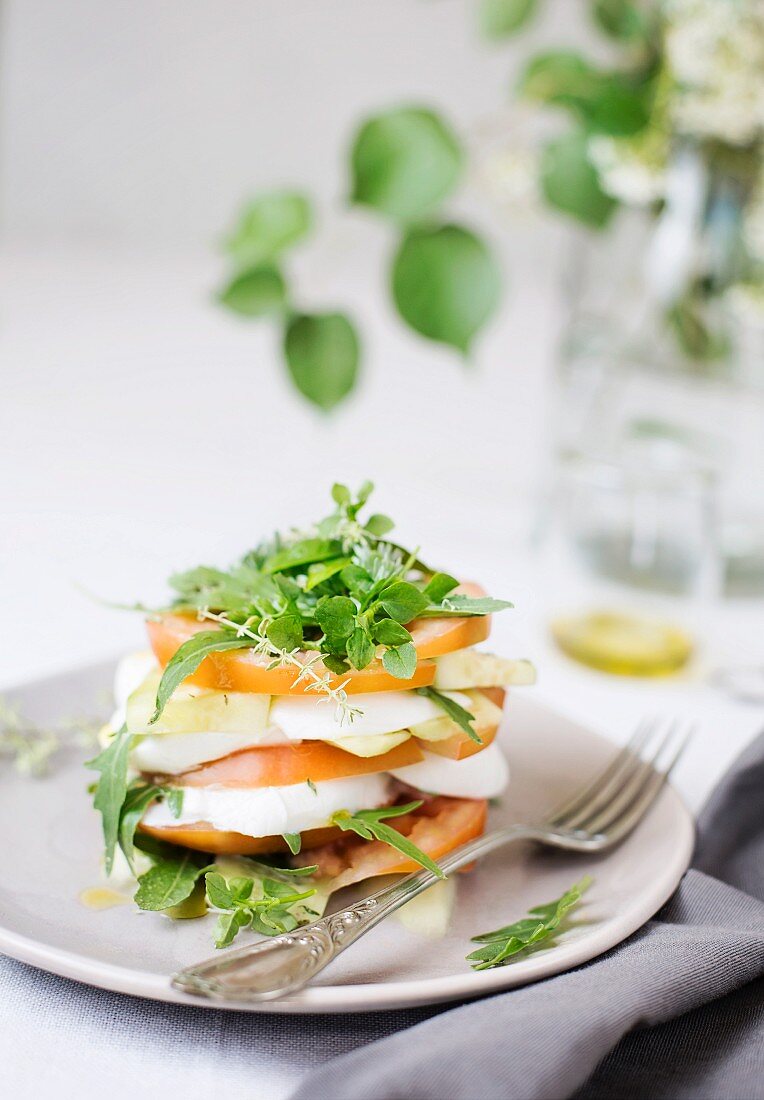 Caprese salad over the table