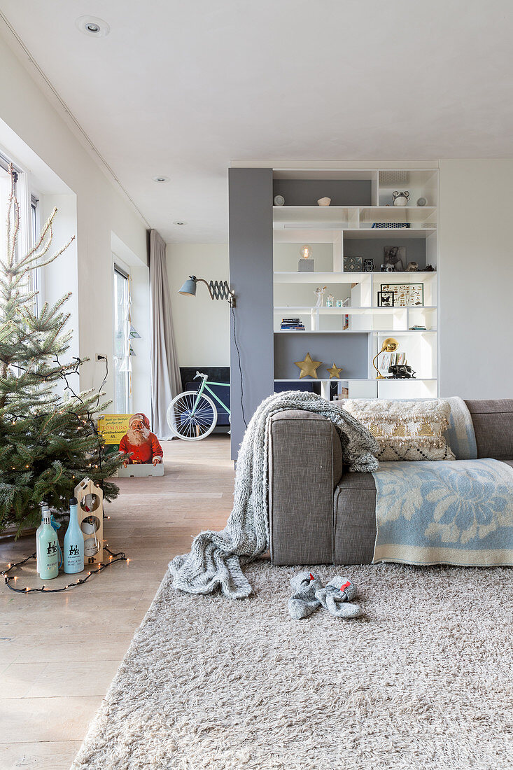 Modern living room in wintry shades