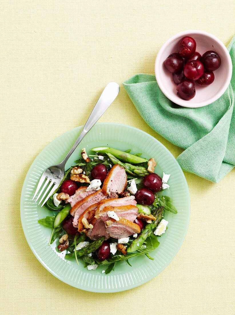 Honey duck and cherry salad