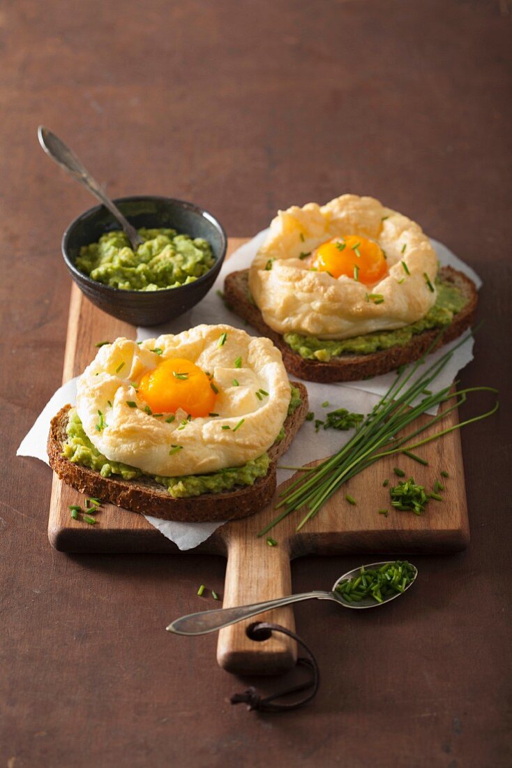 Cloud egg on a toast with avocado