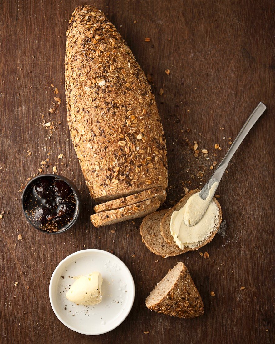 Five-grain bread with butter