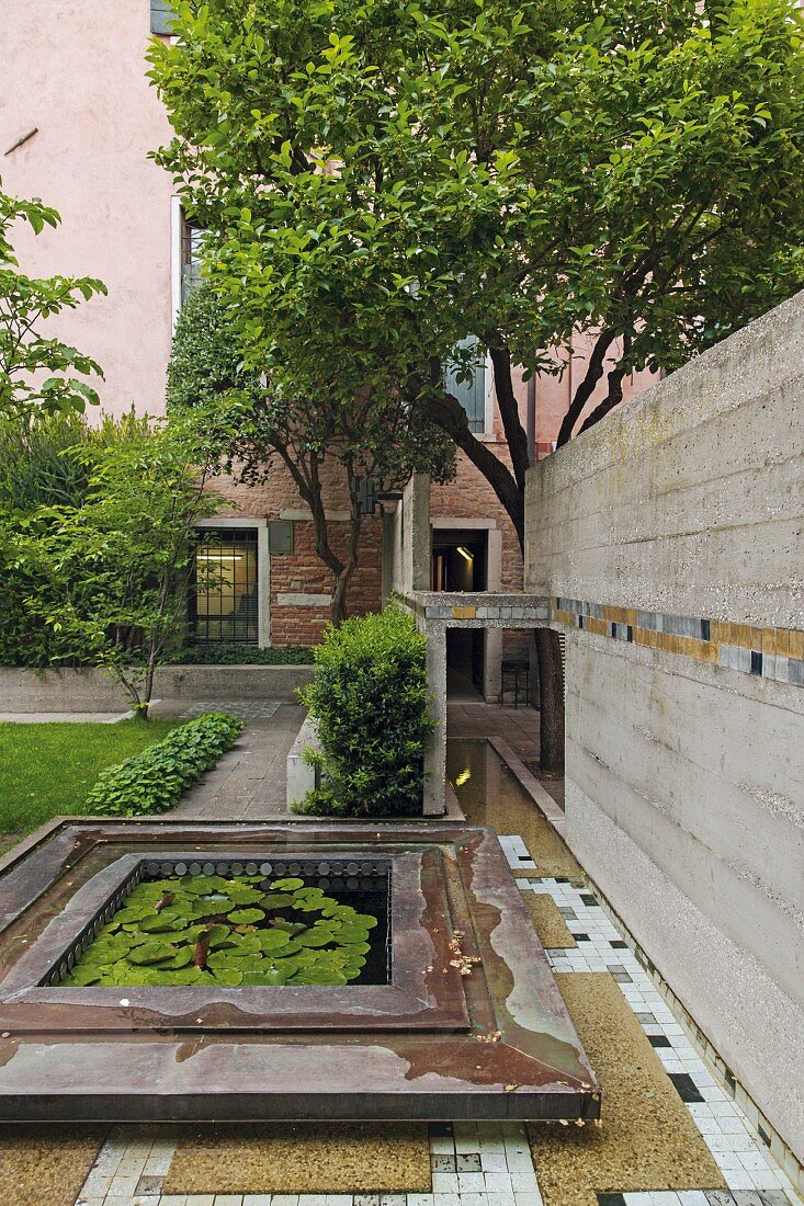 A pond in the garden of the Fondazione Querini-Stampalia in Venice, Italy