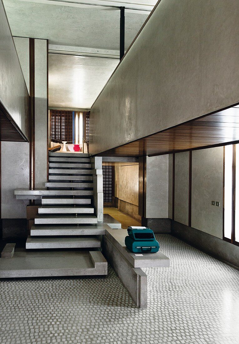 Marble staircase in the Olivetti showroom on Piazza San Marco, Venice, Italy