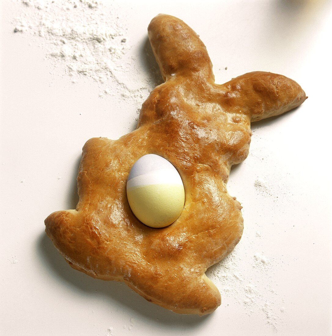 Easter Bunny Pastry with a Colored Easter Egg