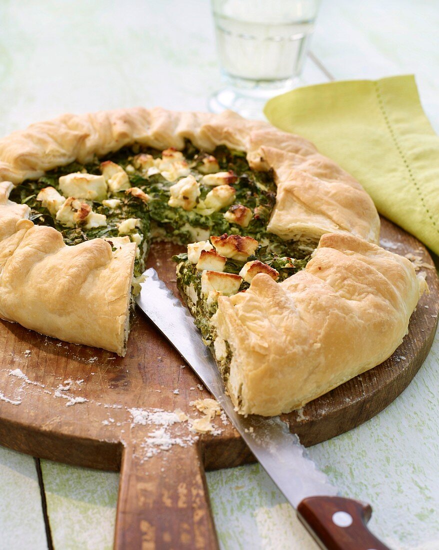 A spinach and feta galette