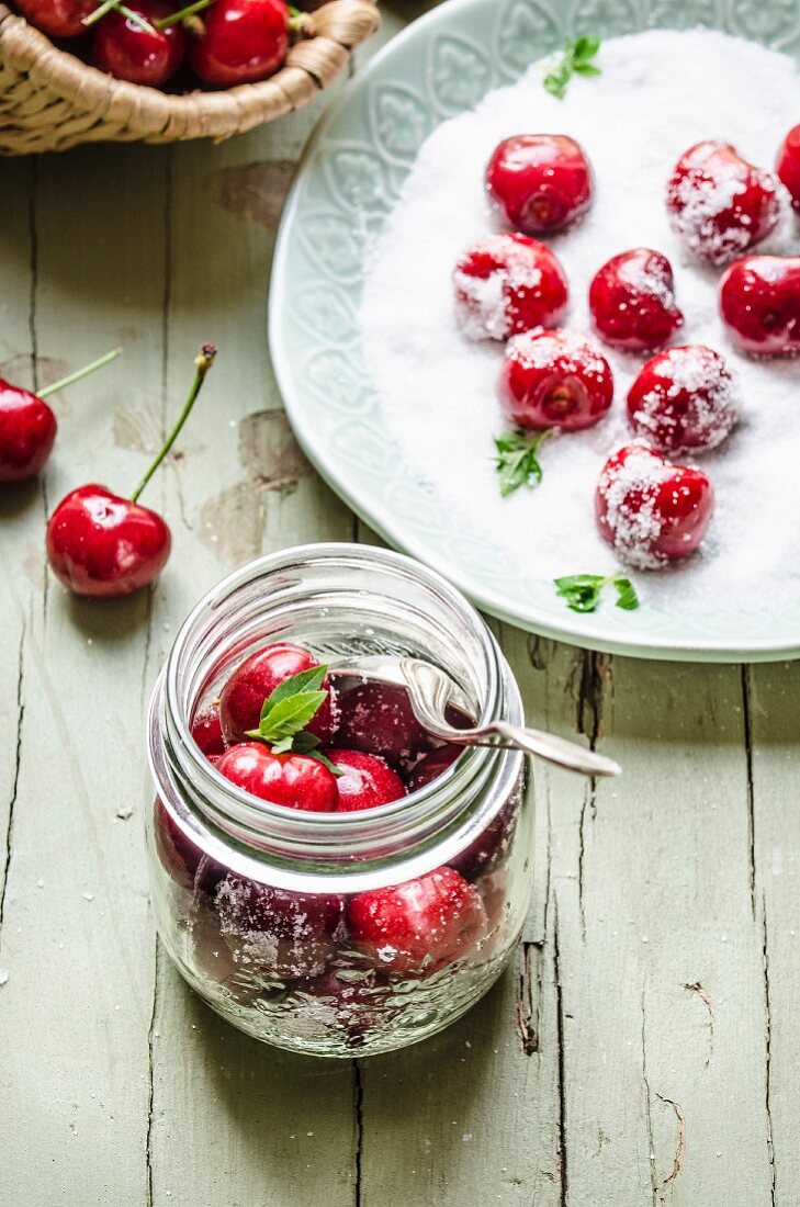 Ingredients for cherry compote