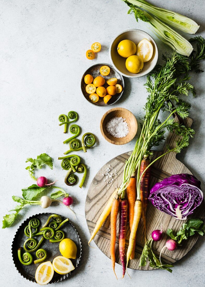 Fresh raw vegetables, ready for cooking