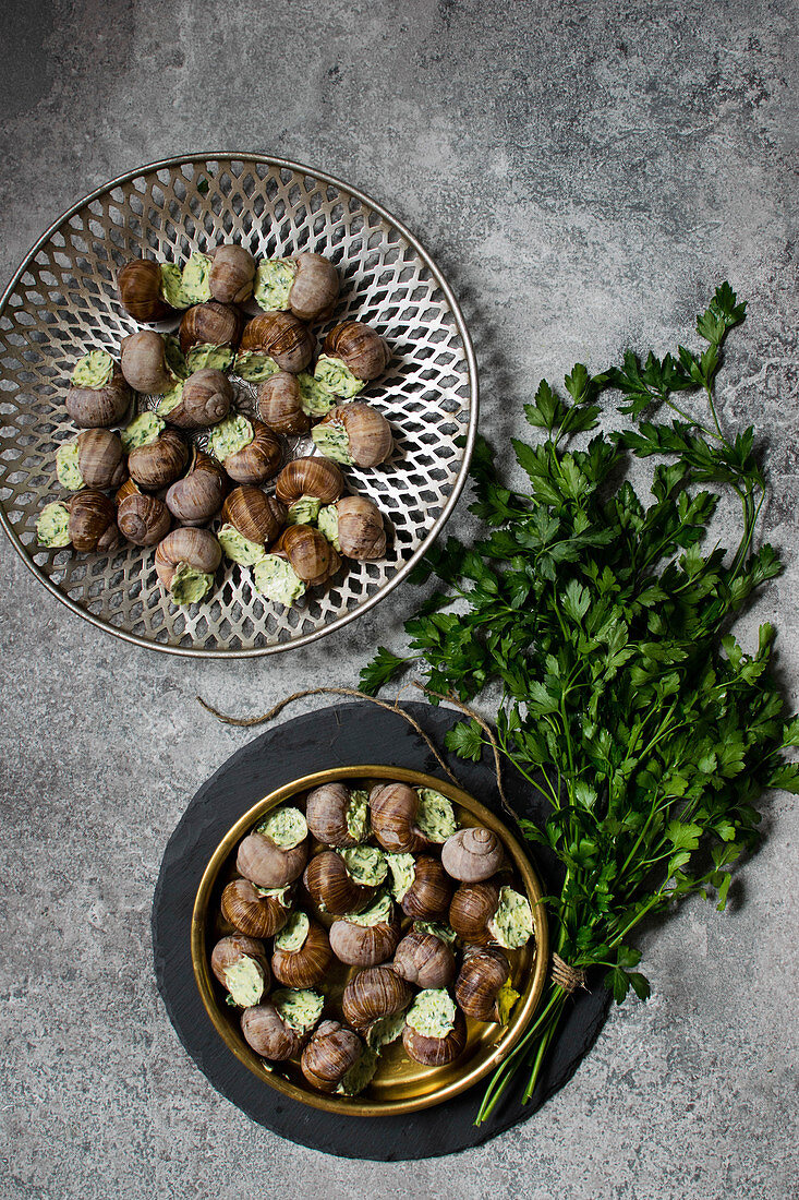 Escargot De Bourgogne (Schnecken mit Knoblauch-Kräuter-Butter, Frankreich)