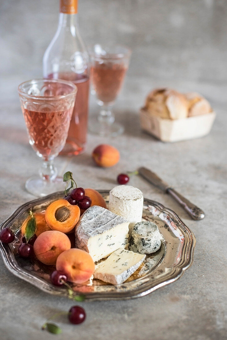 Rose Wine and Cheese Plate