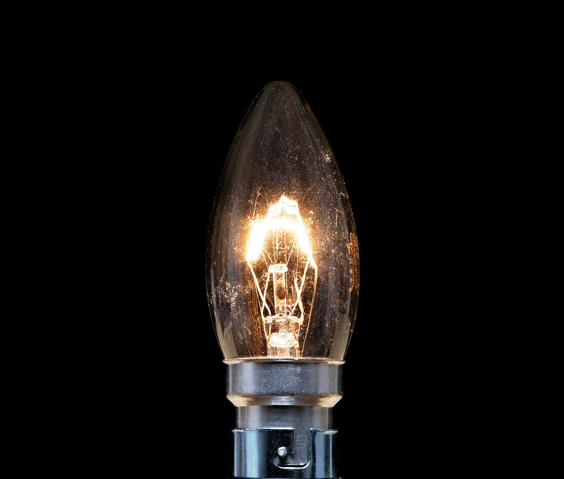Tungsten filament candle light bulb