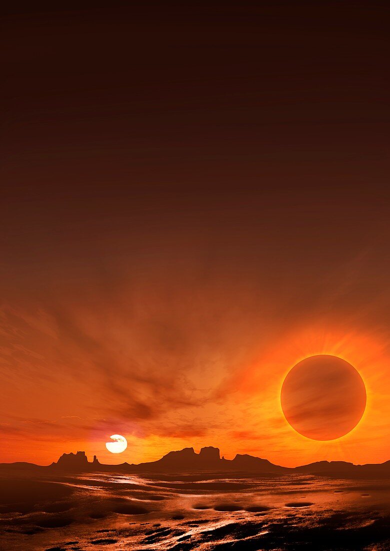 Moon of Kepler 16b, illustration