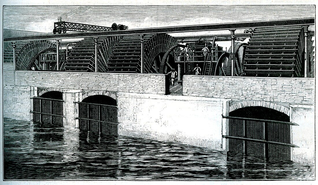 19th C Egyptian hydraulic factory, illustration