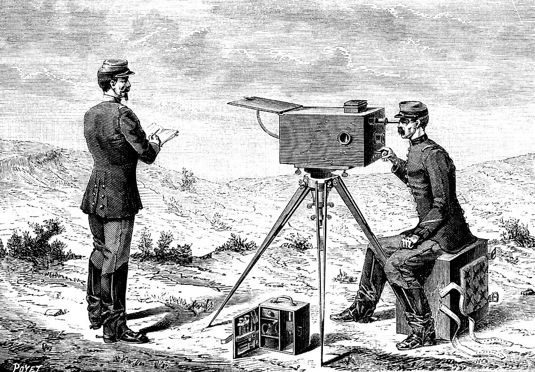 19th Century French army telegraph, illustration