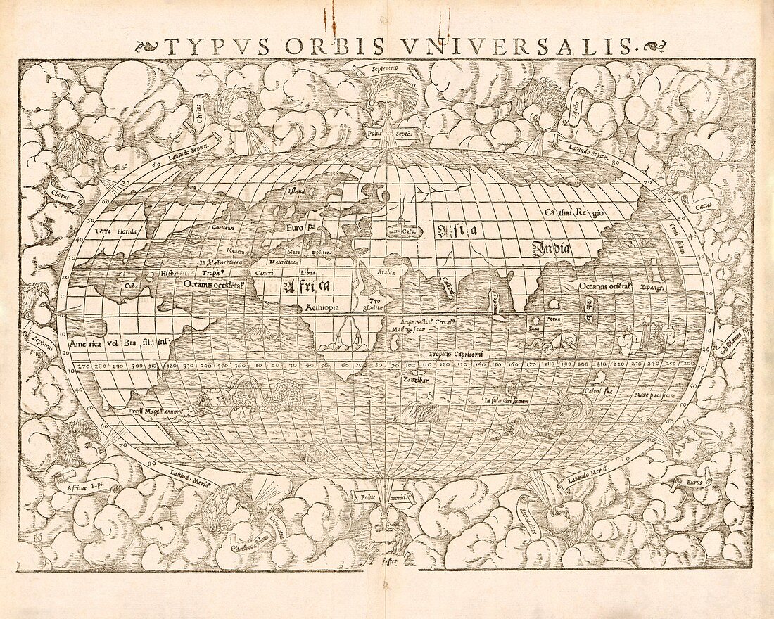 Munster's world map, 1550s