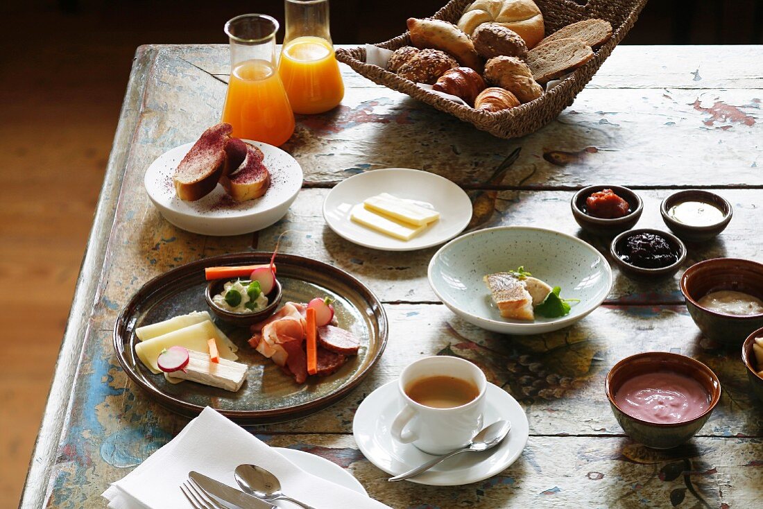 A table laid for breakfast, Uckermark, Germany