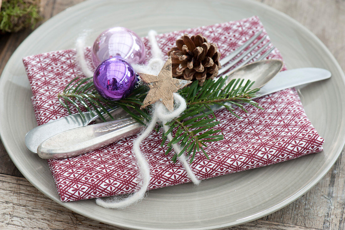 Christmas table decoration on the terrace