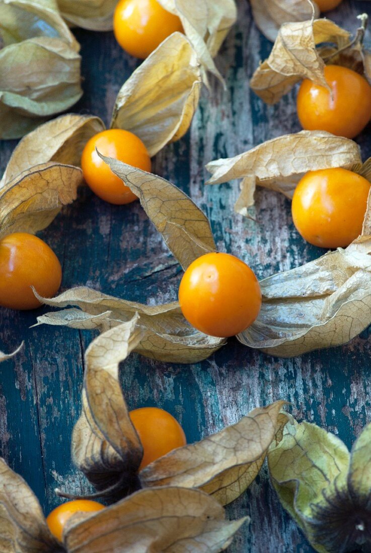 Physalis on a wooden surface