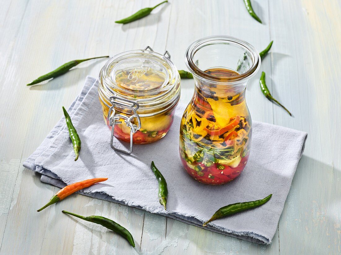 Pickled vegetables in spicy oil