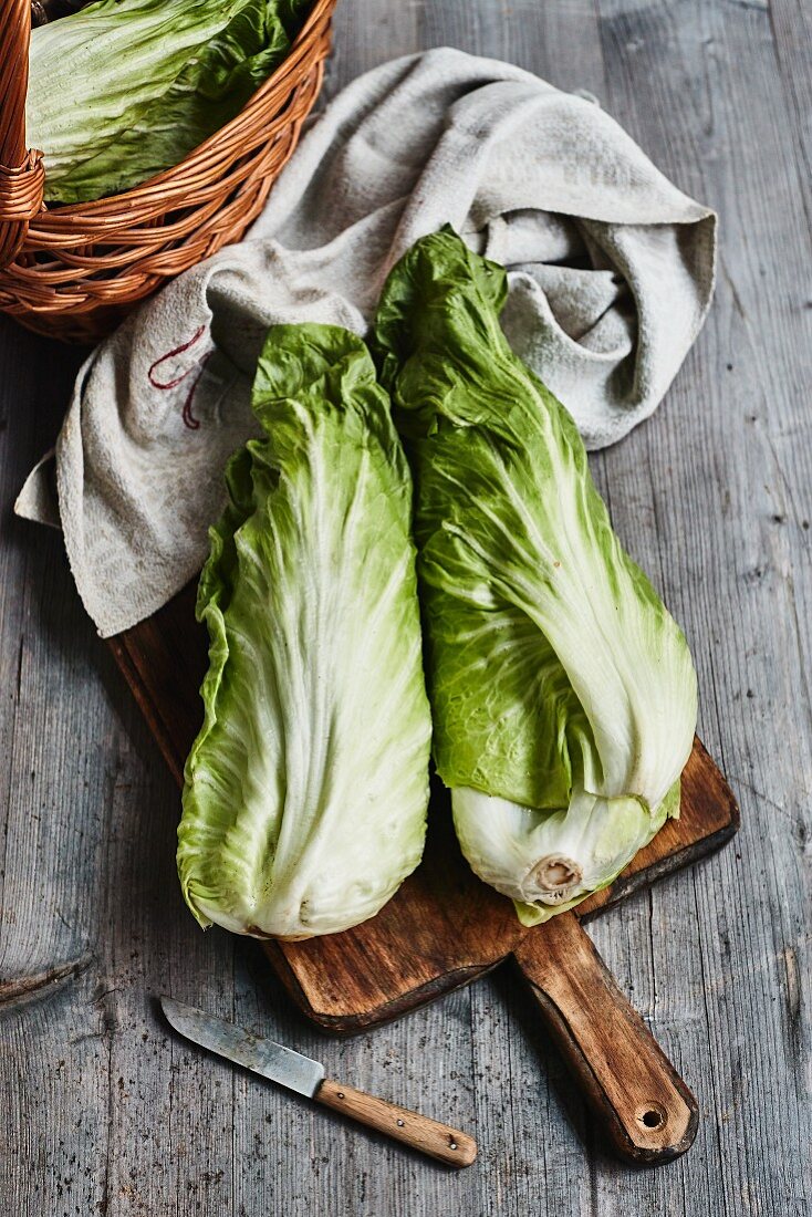 Chicory on a wooden chopping board