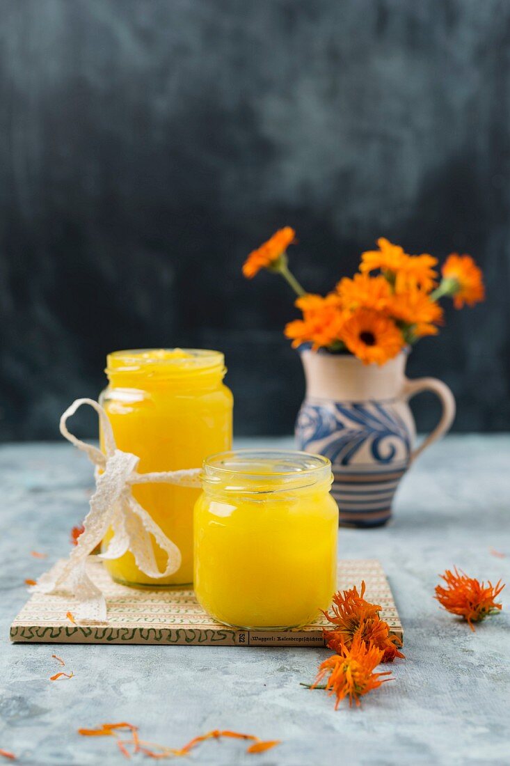 Marigold ointment in screw top jars