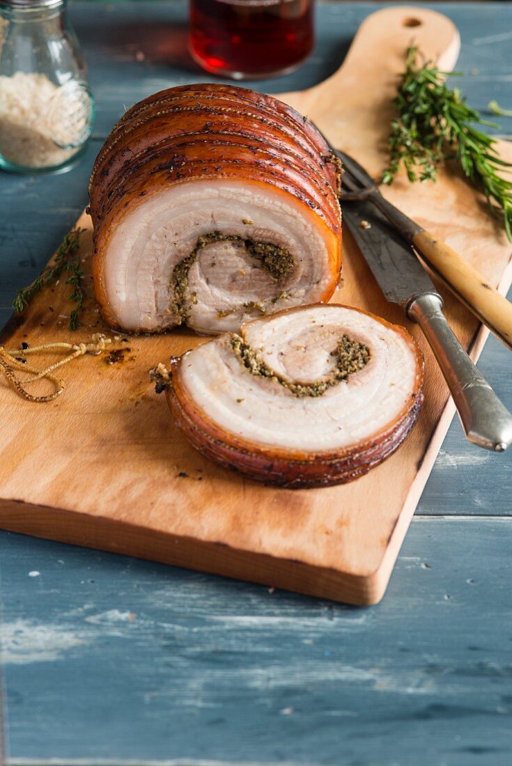 Stuffed porchetta with herbs