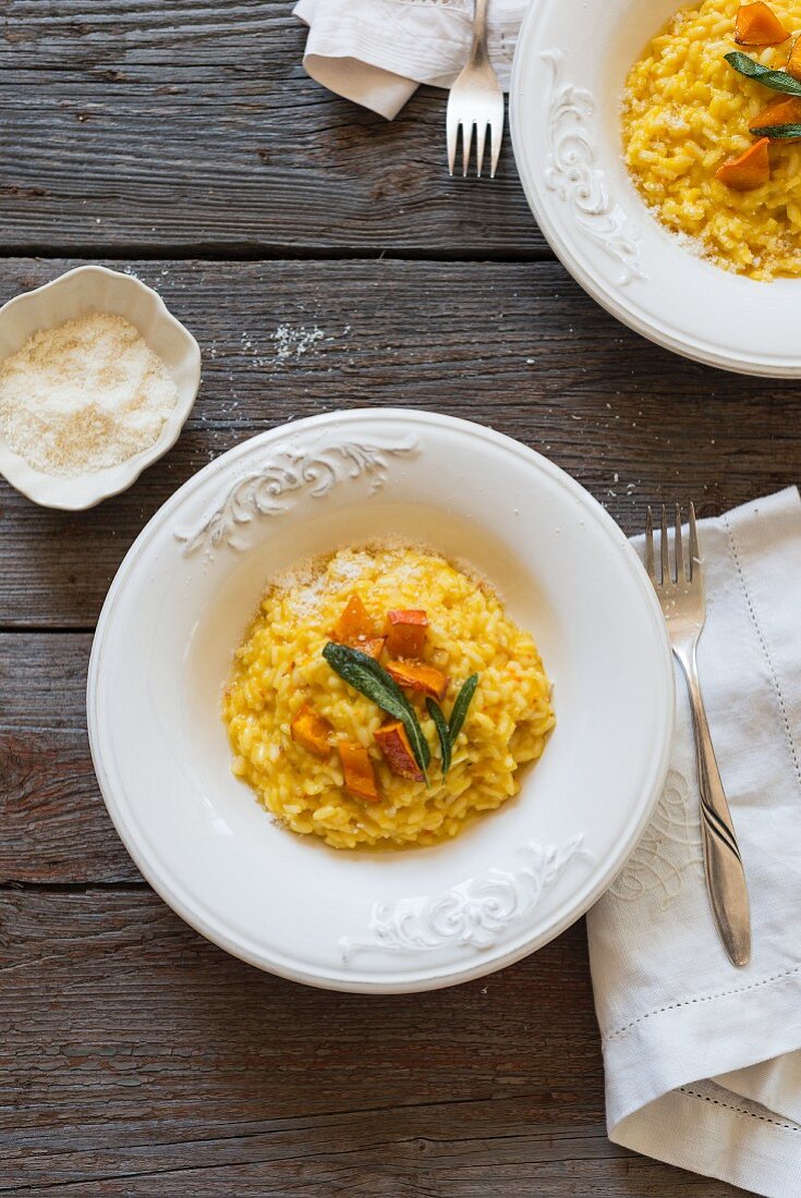 Pumpkin risotto with sage and parmesan