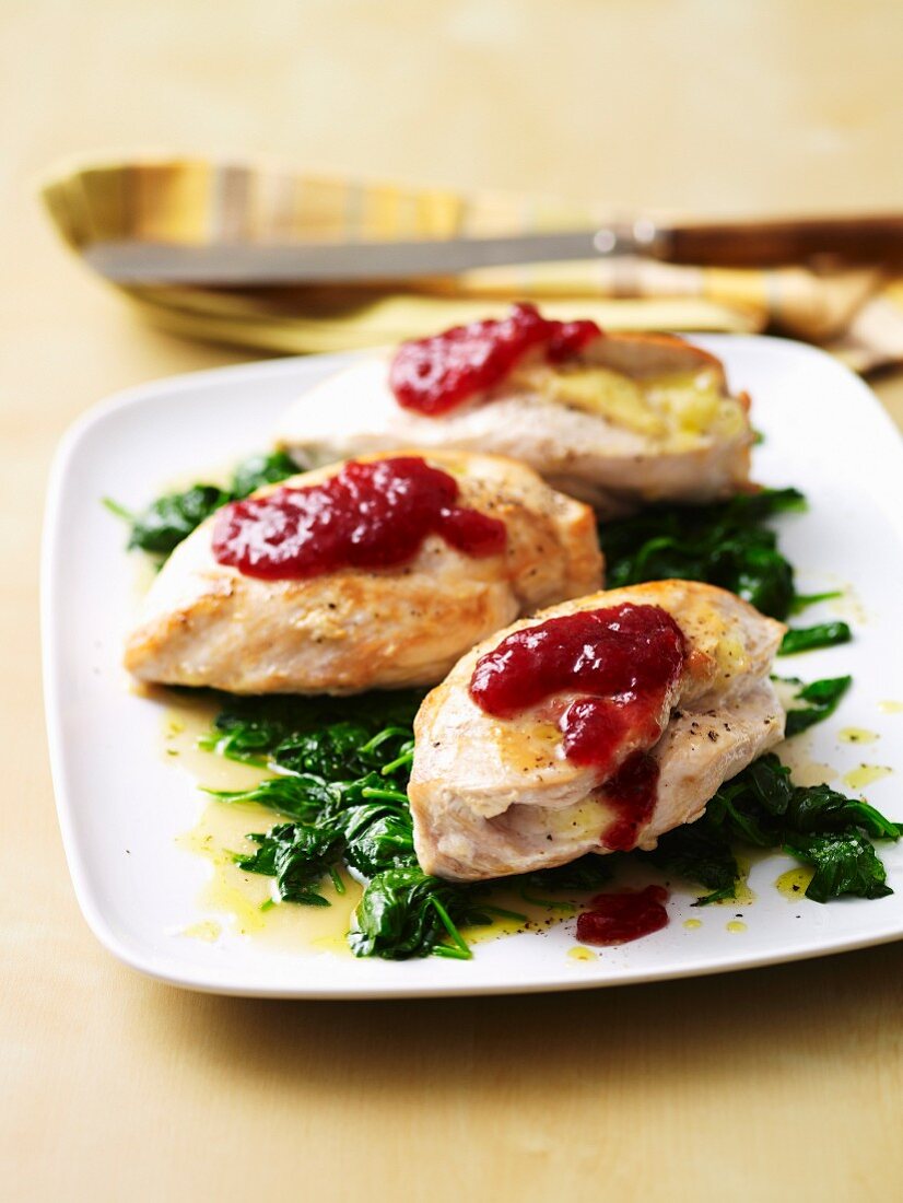 Cheesy-Stuffed Chicken with Cranberry