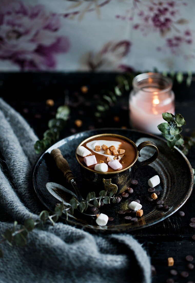 Hot chocolate with Coconut milk and Marshmallows