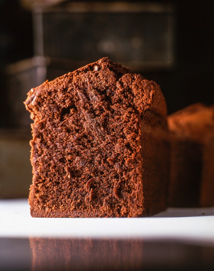 Schokoladenkuchen, angeschnitten