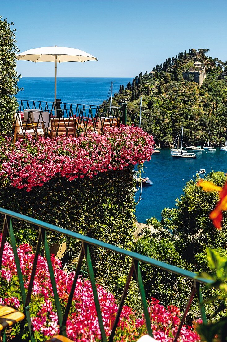 Terrasse des legendären Hotels 'Splendido' in Portofino, Ligurien, Italien