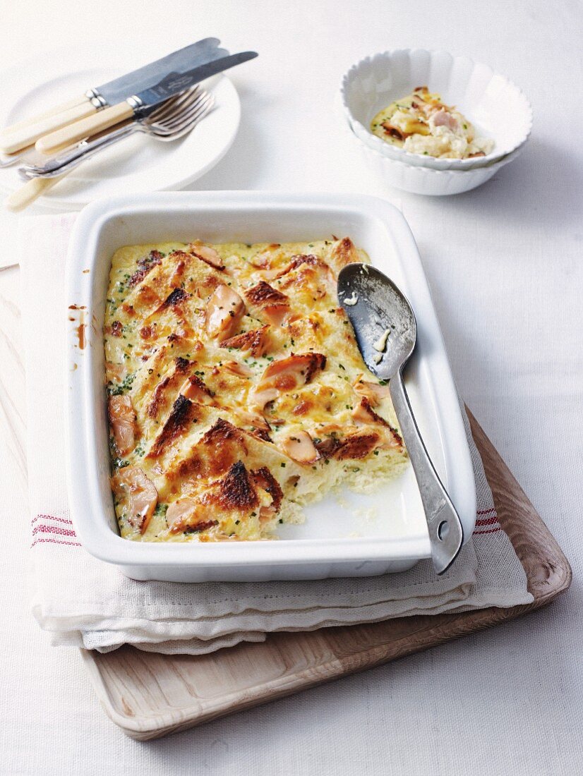 Salmon Bread and Butter Pudding