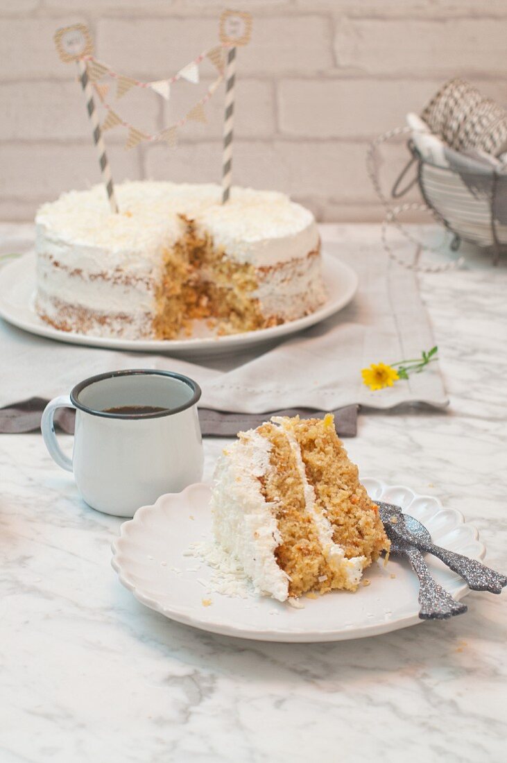 Carrot and coconut cake for a party