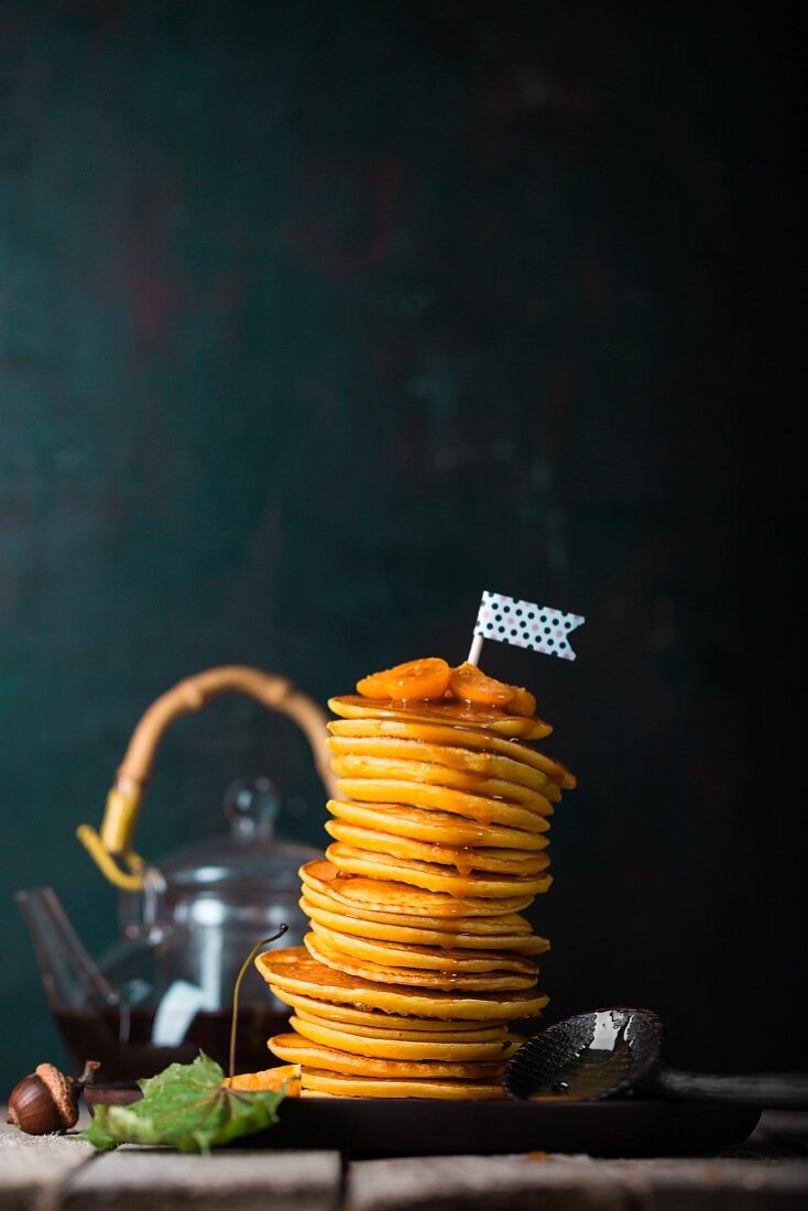 Pfannkuchen (Pancakes) mit Kürbispüree