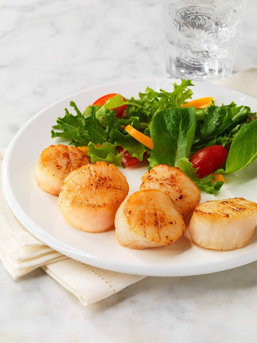 Seared Scallops with Wilted Greens Salad