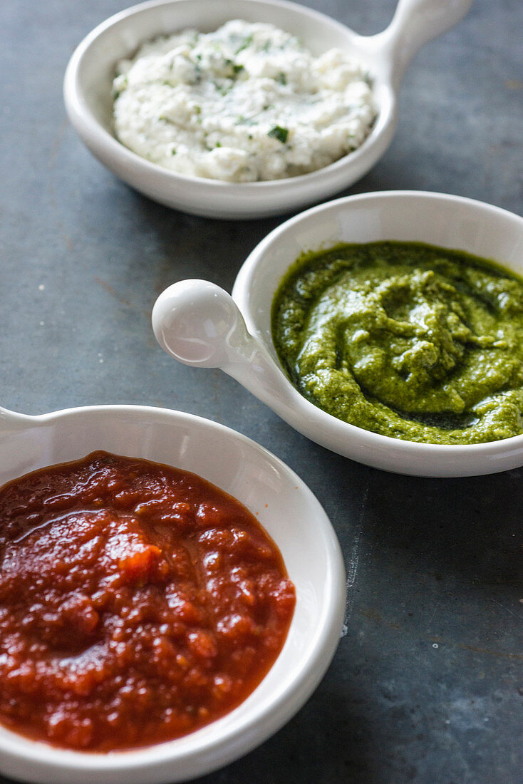 Various dips with aubergine