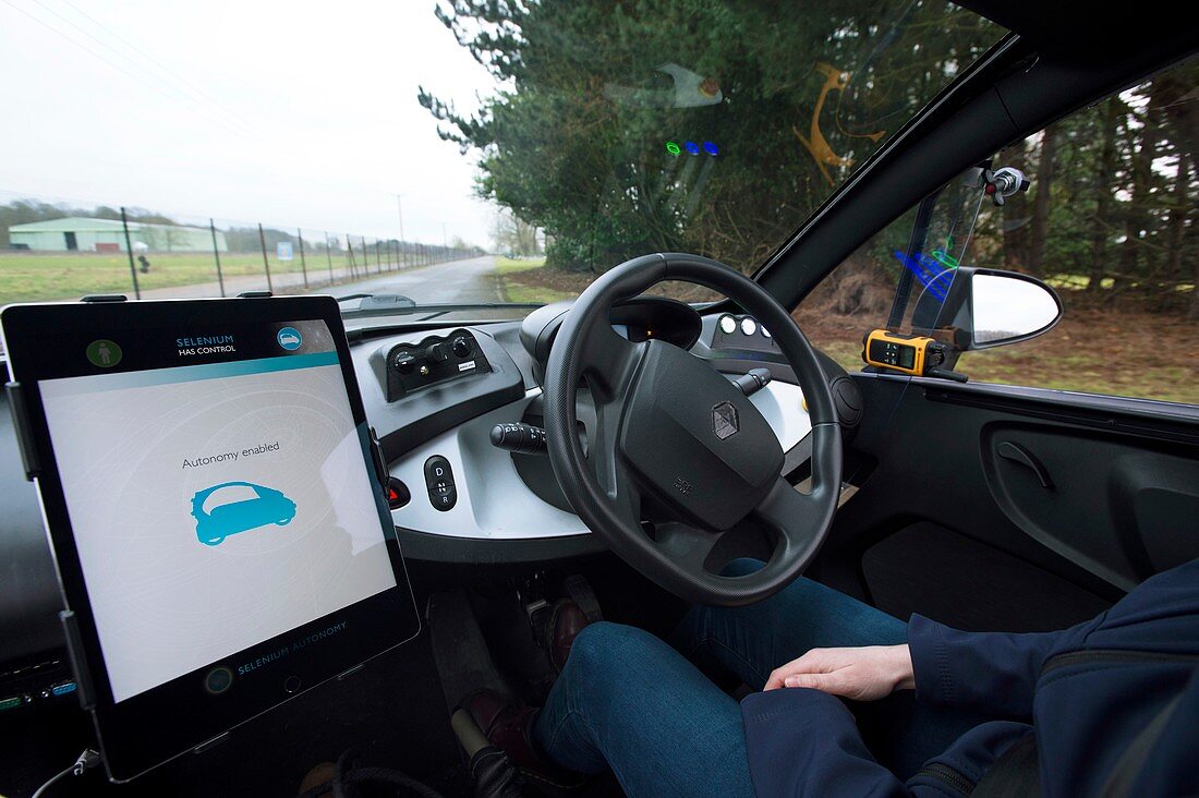 Interior of GENI driverless car