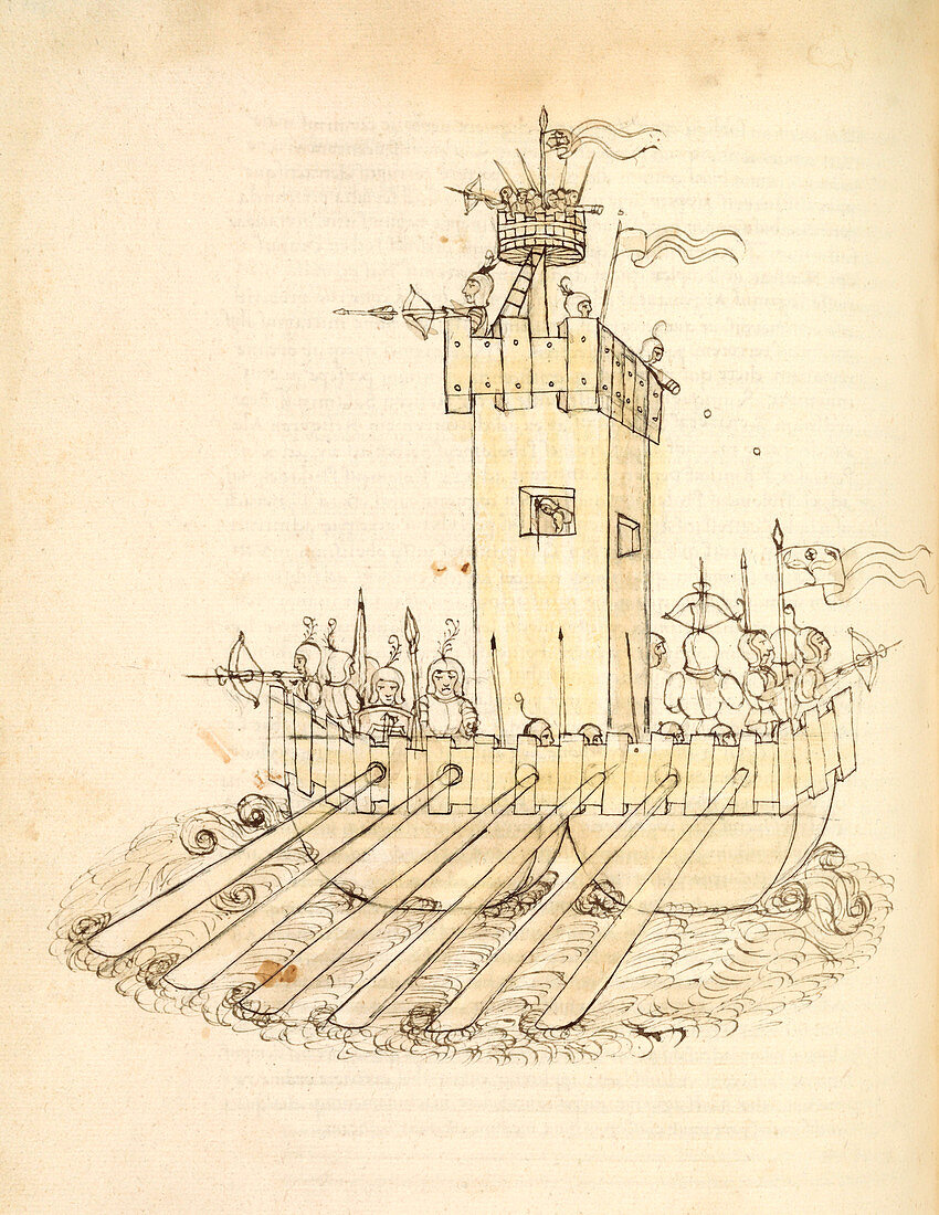 War ship, 15th century illustration