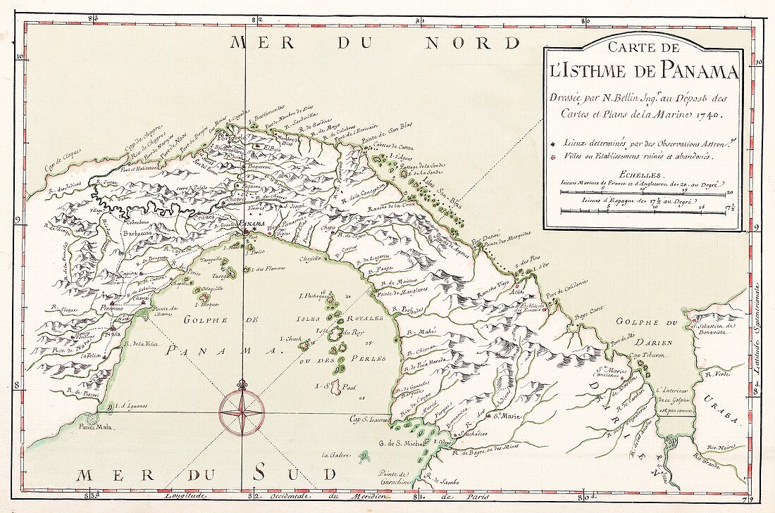 Isthmus of Panama, 1740 map