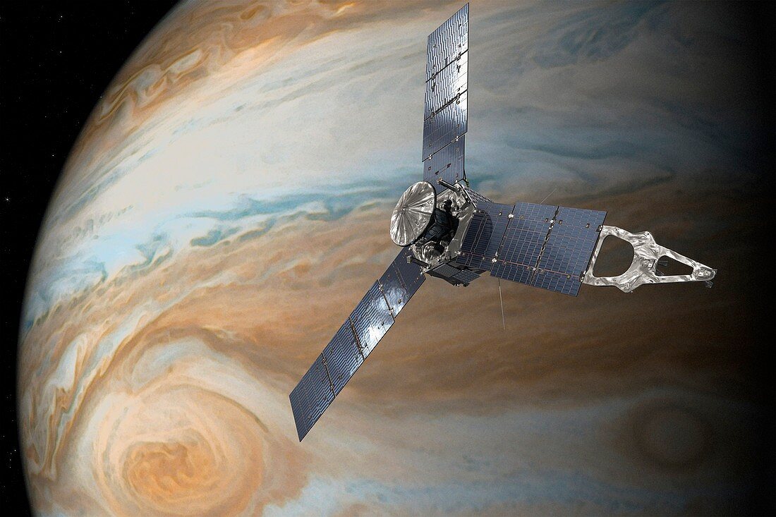 Juno spacecraft at Jupiter, illustration