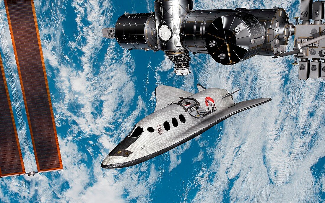 Cruise shuttle docking with the ISS, illustration