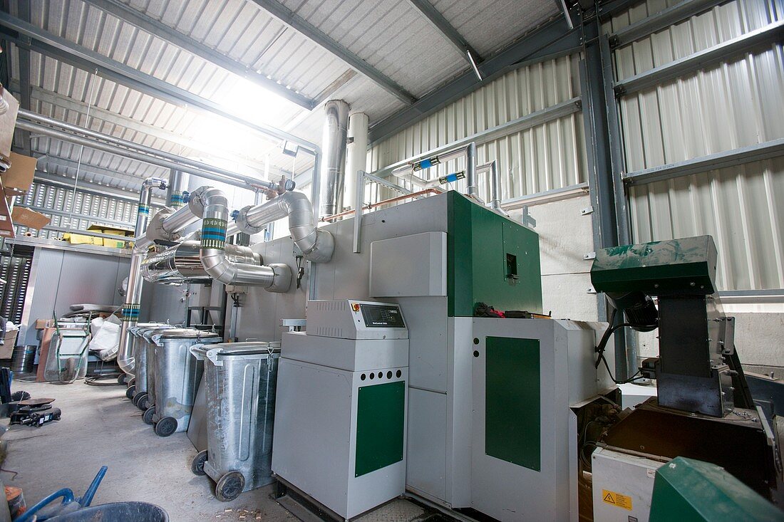 Wood chip boiler, Scotland, UK